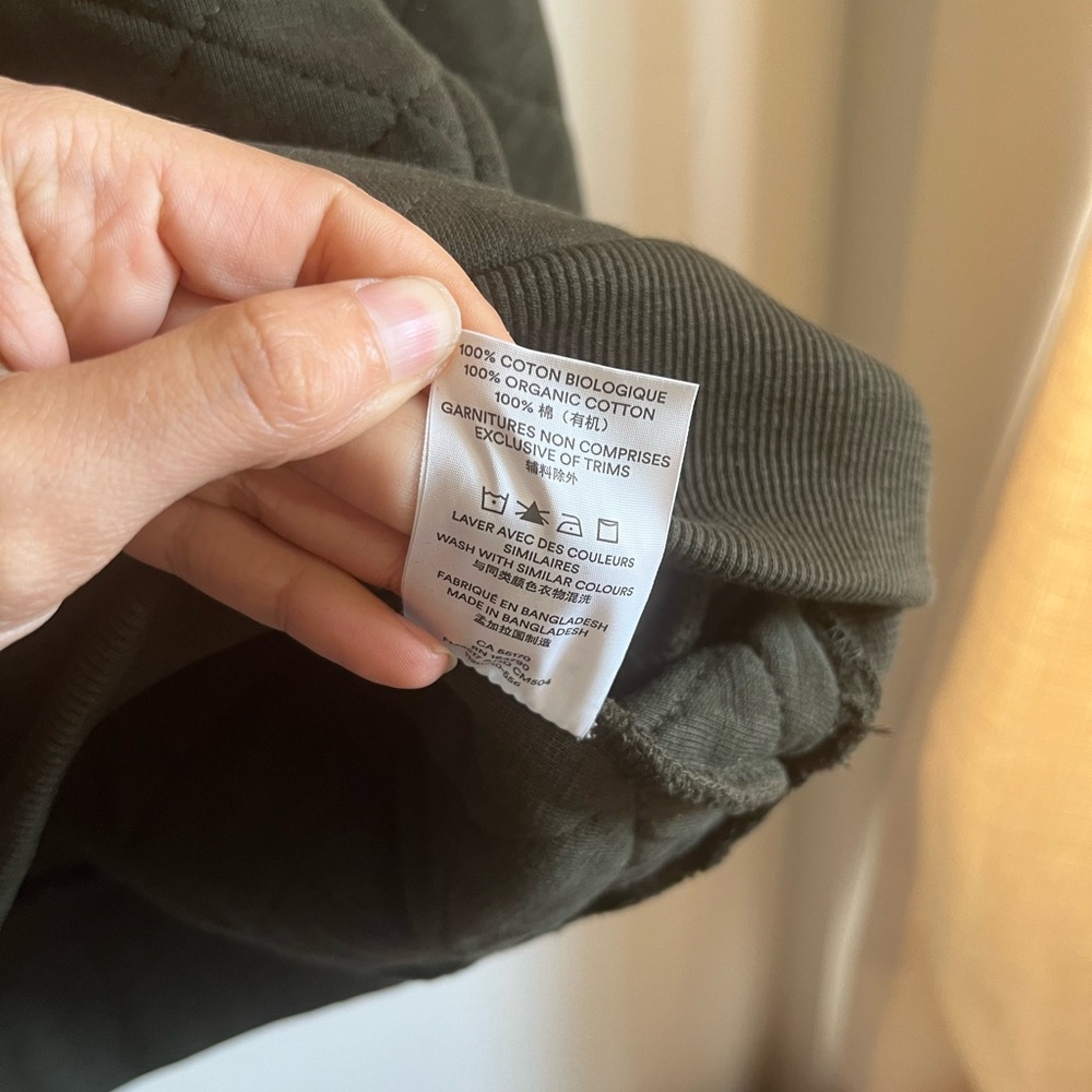 Frank and Oak Organic Cotton Olive Quilted Pullover - Picture 7 of 8